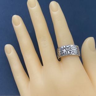 纯银复古泰银福字老板戒指999足银银饰男女款活口指环手饰潮流