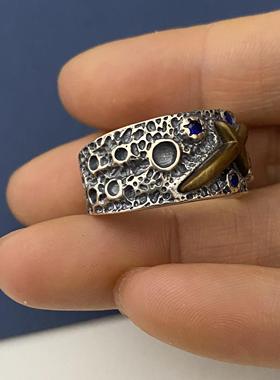复古霸气活口男士戒指925纯银