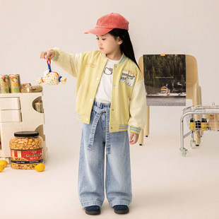 女童棒球服2026春秋新款卡通刺绣宽松可爱校园风上衣儿童运动外套