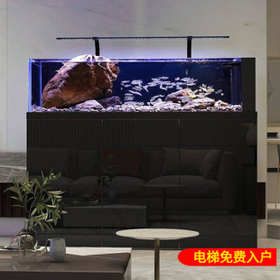 森森新款鱼缸客厅家用溪流缸超白玻璃原生造景大型底滤极窄侧溢流