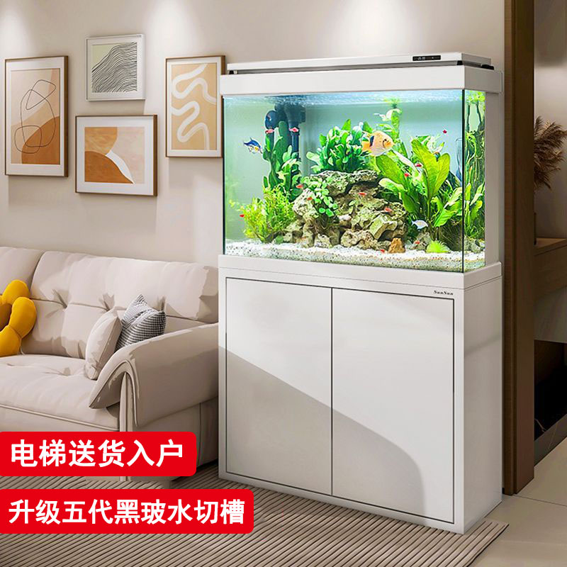 【电梯入户】森森鱼缸大型超白玻璃客厅家用养鱼生态底滤水族箱