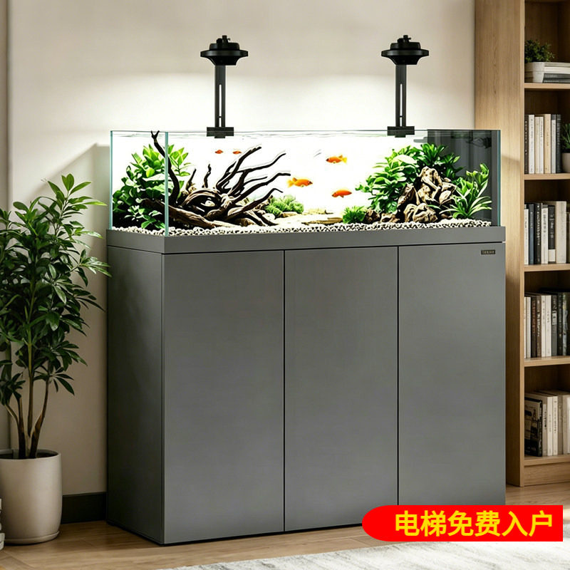 森森极窄溪流鱼缸客厅新款超白玻璃家用中型底滤金鱼缸底滤造景缸