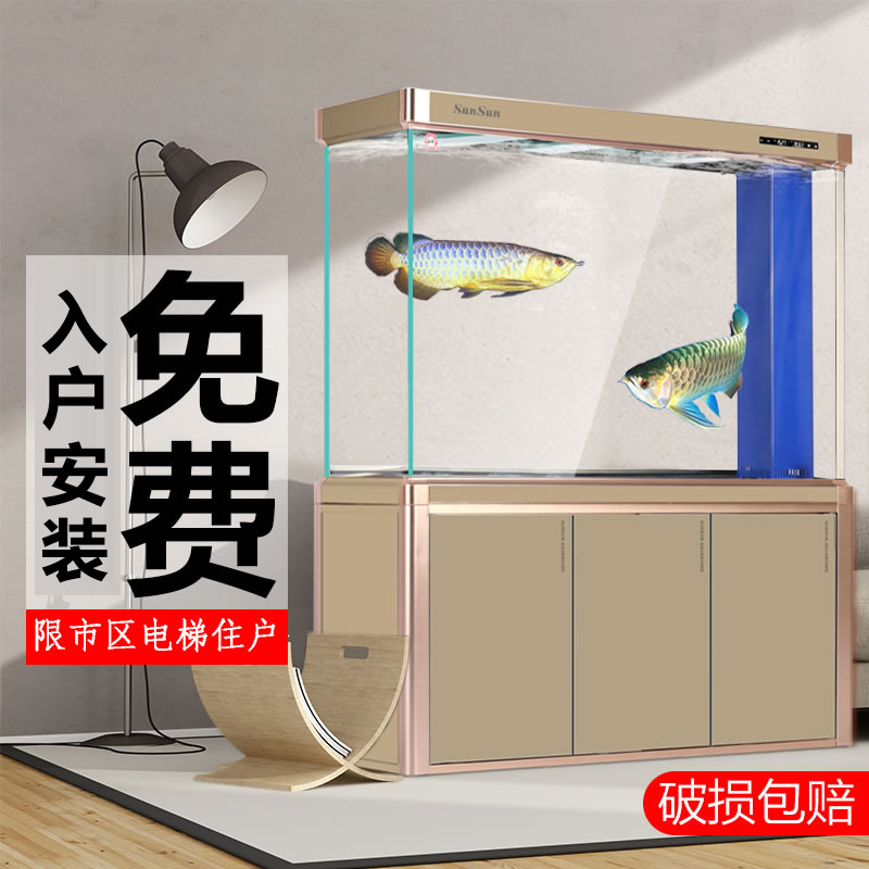 森森大型免换水龙鱼缸超白玻璃