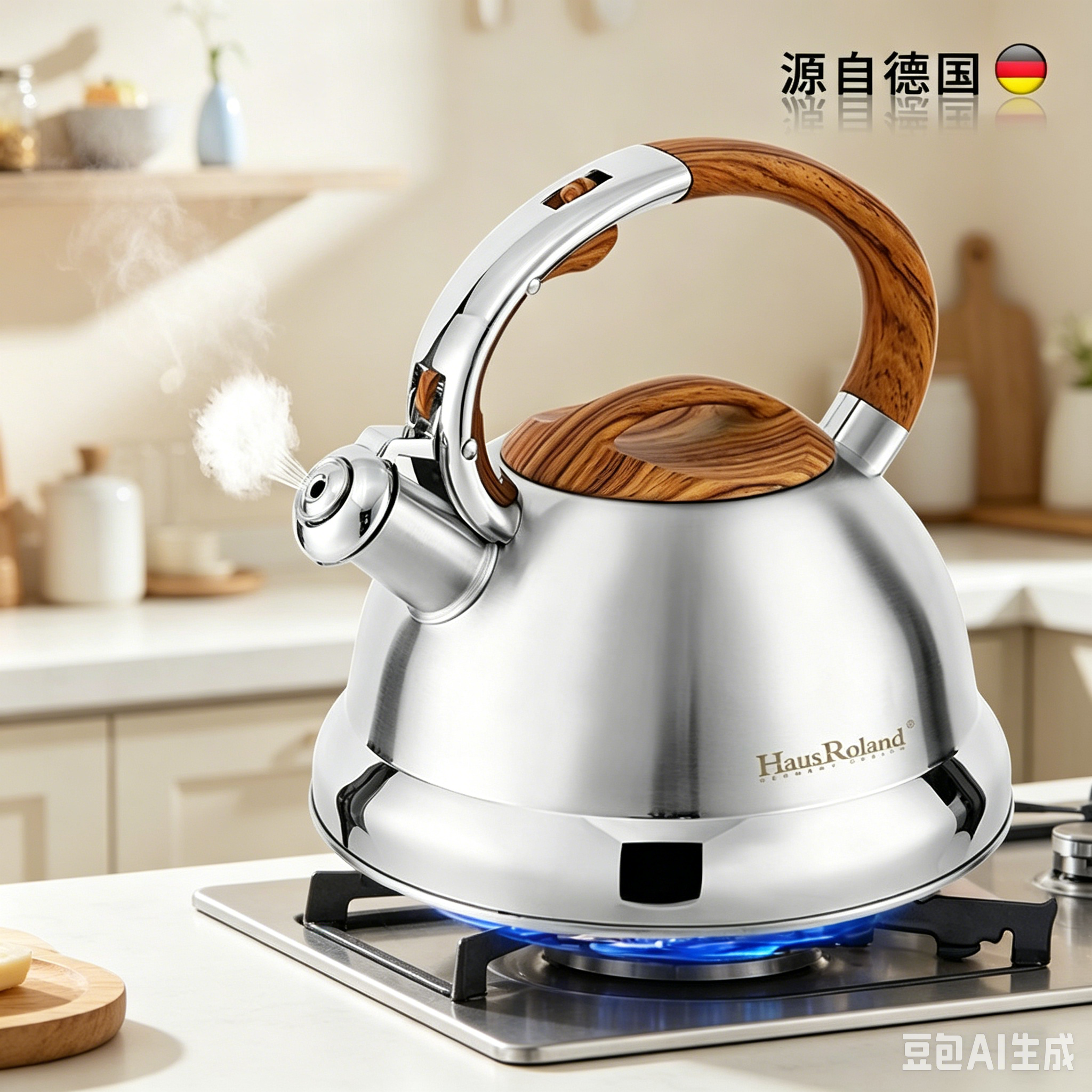 HausRoland不锈钢鸣笛烧水壶 家用防干烧热水壶 电磁炉煤气灶通用