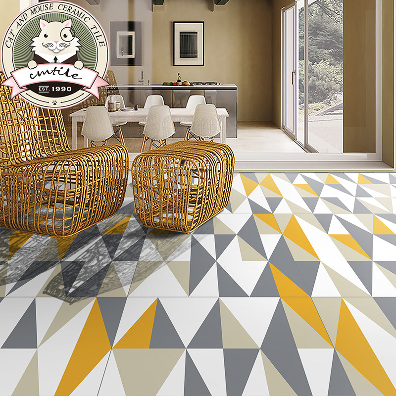 彩色北欧全瓷花砖墙地砖600*600艺术几何花砖防滑地中海阳台玄关