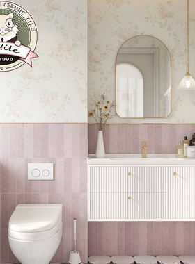 法式复古粉紫色卫生间瓷砖400*1200格子砖绣球花砖浴室厨房客餐厅