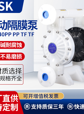 气动隔膜泵PP工程塑料耐腐蚀酸碱DSK-40PP TF大流量防爆胶水泵
