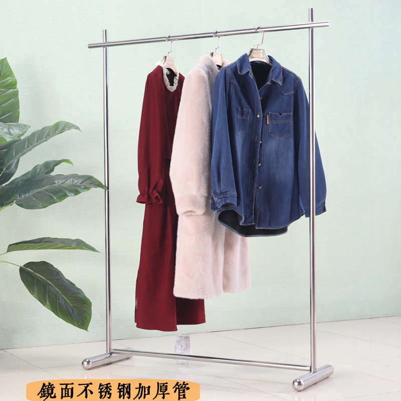 加厚不锈钢服装店展示落地中岛架侧挂男女装童装侧挂可伸缩挂衣架