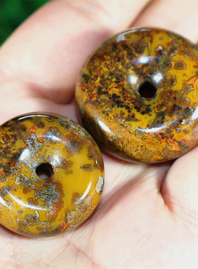 战国红玛瑙面包圈配饰同料吊坠