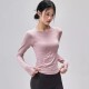 健身速干瑜伽服修身 显瘦透气女孩运动上衣圆领弹力普拉提跑步长袖