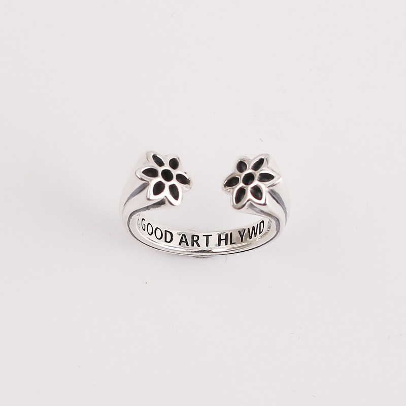 一休老银匠ikkyu goodart 双花戒指 手工手作925纯银戒指 指环