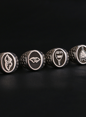 一休老银匠925纯银涂鸦logo戒指