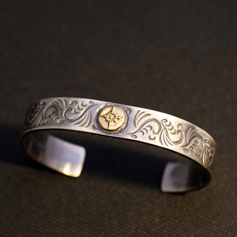 高桥吾郎925纯银唐草手镯