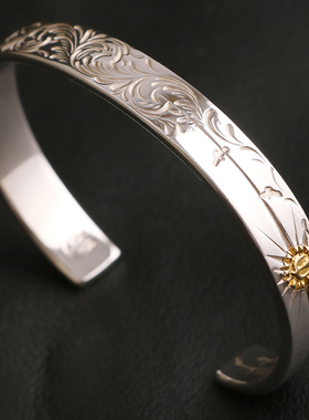 一休老银匠手工925唐草百搭