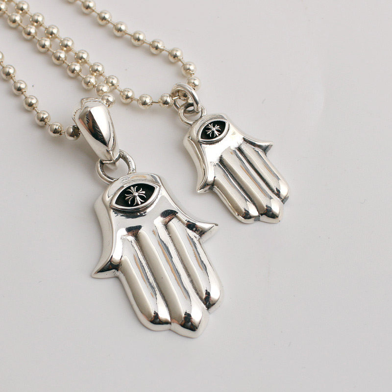 一休老银匠制作S925纯银佛手吊坠 潮流朋克风格现货
