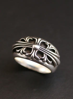 一休老银匠925纯银十字花闭口戒指 潮流朋克 朴彩英ROSE同款指环