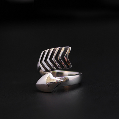 箭形一休老银匠情侣纯银朋克戒指