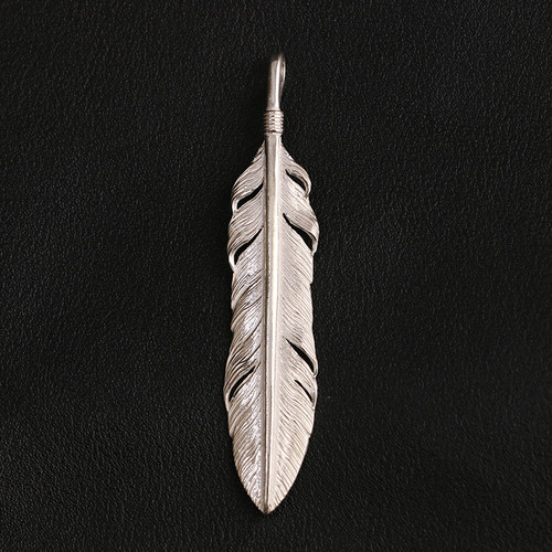 一休老银匠925纯银素羽毛吊坠