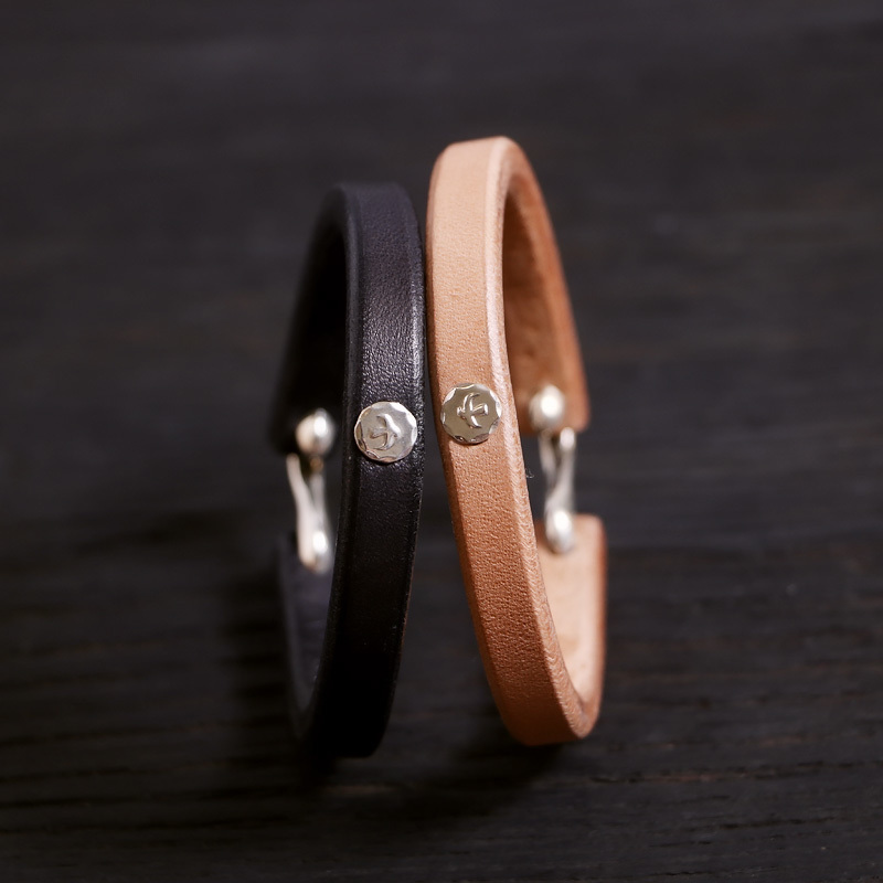 一休进口枥木植鞣革皮手环纯银