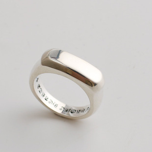一休老银匠手工制作925纯银方形光面银戒指 指环 个性 男女款