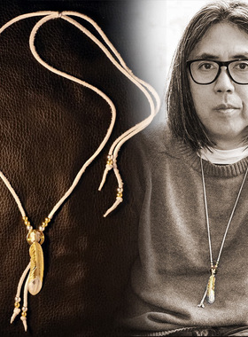 一休高桥吾郎goro925纯银XL上铜下银羽毛藤原浩同款项链