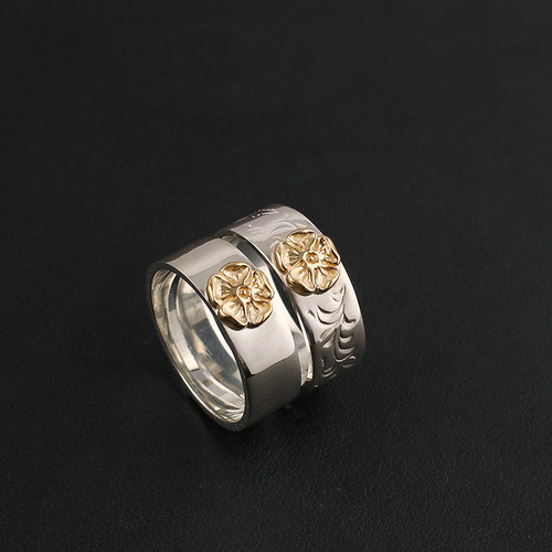 一休老银匠戒指蔷薇花印台平打