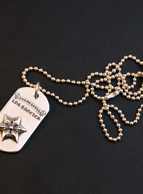 一休老银匠925纯银军牌朋克情侣