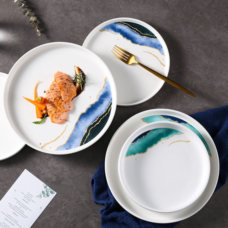 北欧网红创意盘子个性简约陶瓷平盘家用早餐西式牛排艺术西餐盘