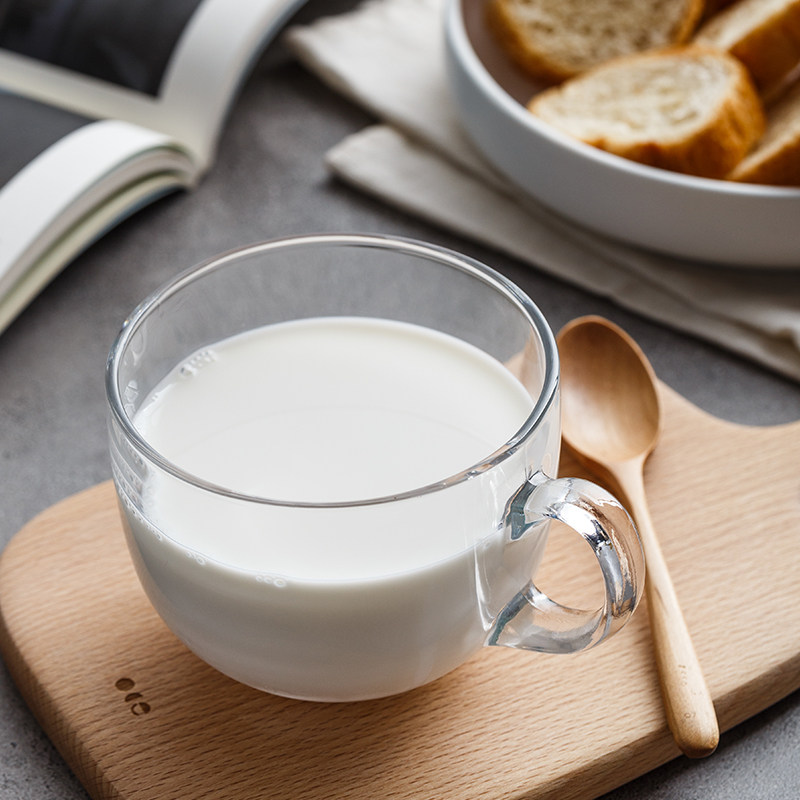 家用早餐杯子 牛奶杯豆浆杯果汁杯酸奶杯茶杯 透明加厚玻璃杯水杯
