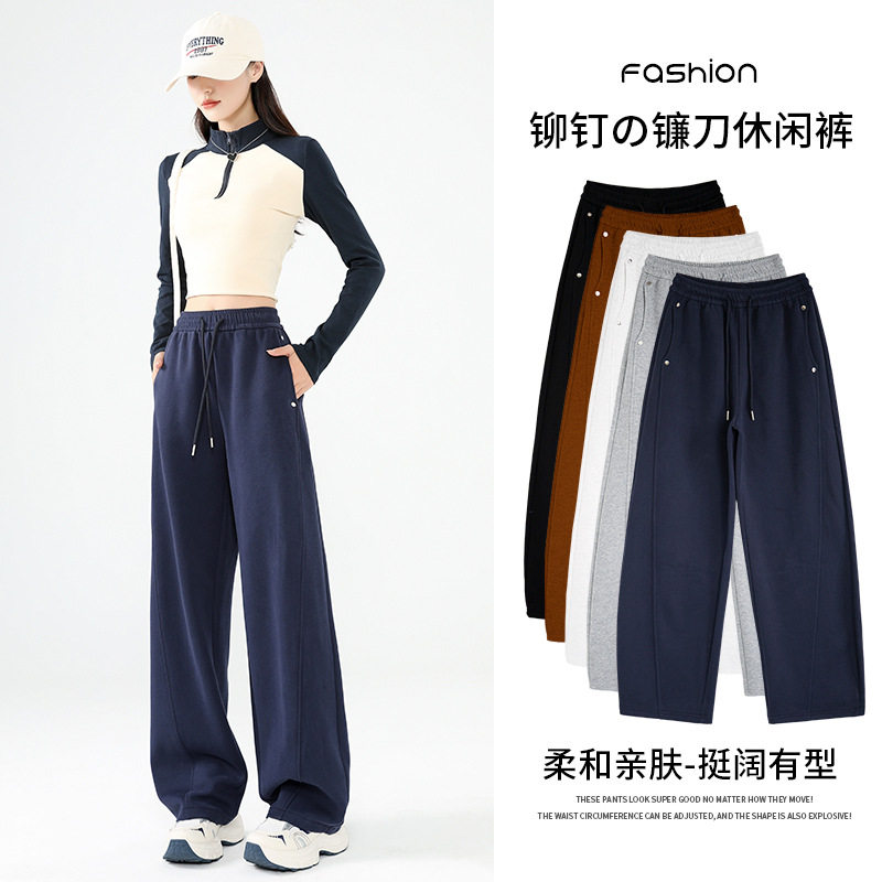 萝卜大叔加绒阔腿裤女秋冬加厚镰休闲裤