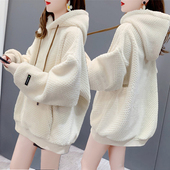 大码 宽松百搭保暖上衣外套 韩版 女装 羊羔毛加绒加厚卫衣女秋冬新款