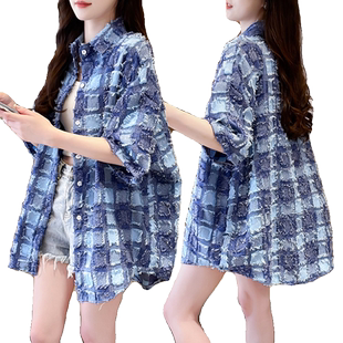 大码胖mm男女款短袖衬衫2024夏季新款韩版宽松百搭外穿防晒衣外套