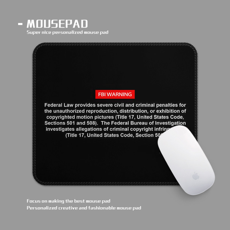 fbi警告沙雕恶搞创意鼠标垫小号锁边笔记本电脑桌垫子防滑加厚