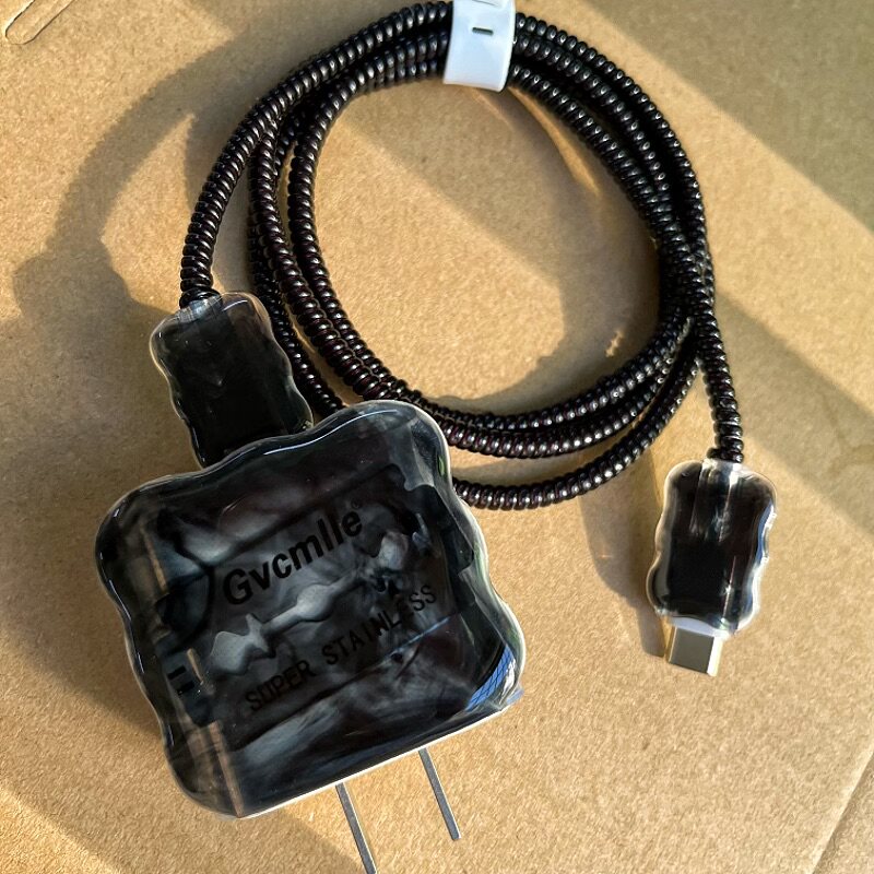 晕染真刀片适用苹果17/16/15充电器线保护套iPhone13快充20w防折