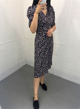 米蔻百家好夏季新款韩版V领中长款显瘦女式连衣裙HUOP425B