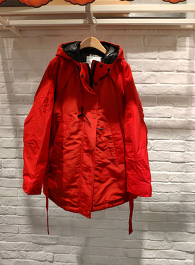 米蔻百家好冬季新款韩版红色连帽宽松休闲女式羽绒服外套HTDJ720L