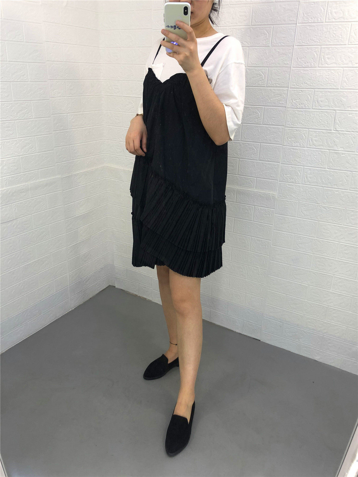 米蔻百家好春夏季新款韩版吊带纯色显瘦中长款女式连衣裙hvop327a