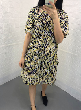 米蔻百家好夏季新款韩版豹纹印花中长款女式连衣裙HTOP321N