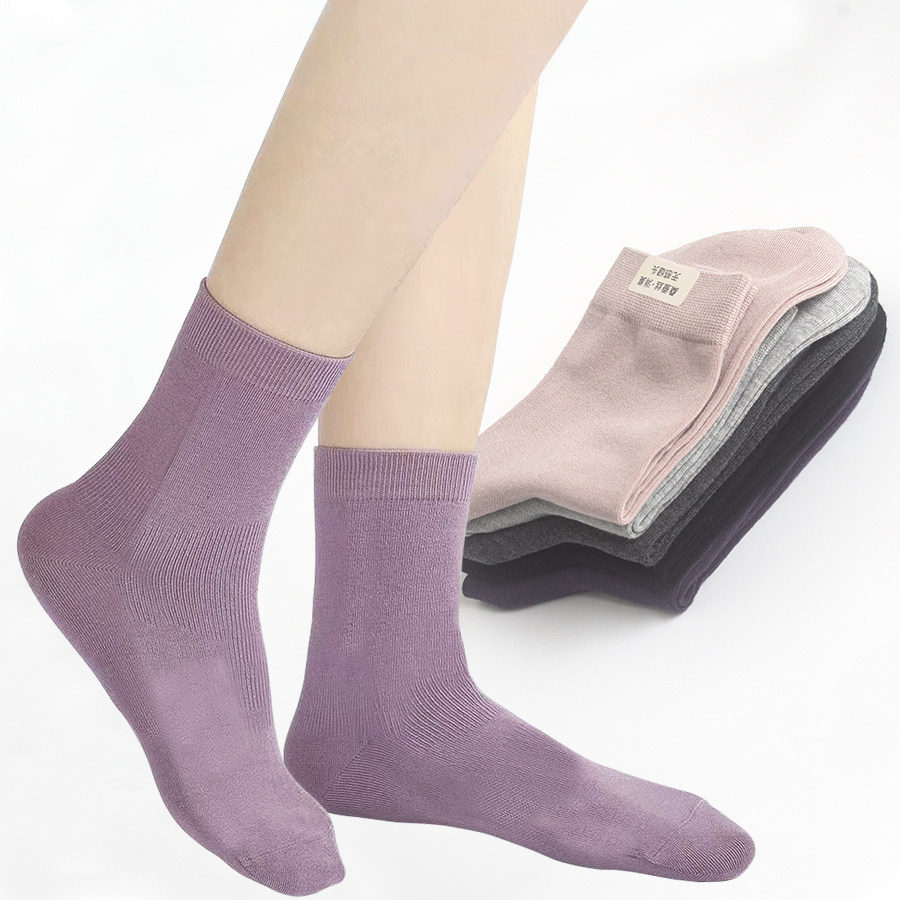 司纶祺桑蚕丝袜子女秋冬款中筒袜绢丝莫代尔柔软质感简约无骨缝头