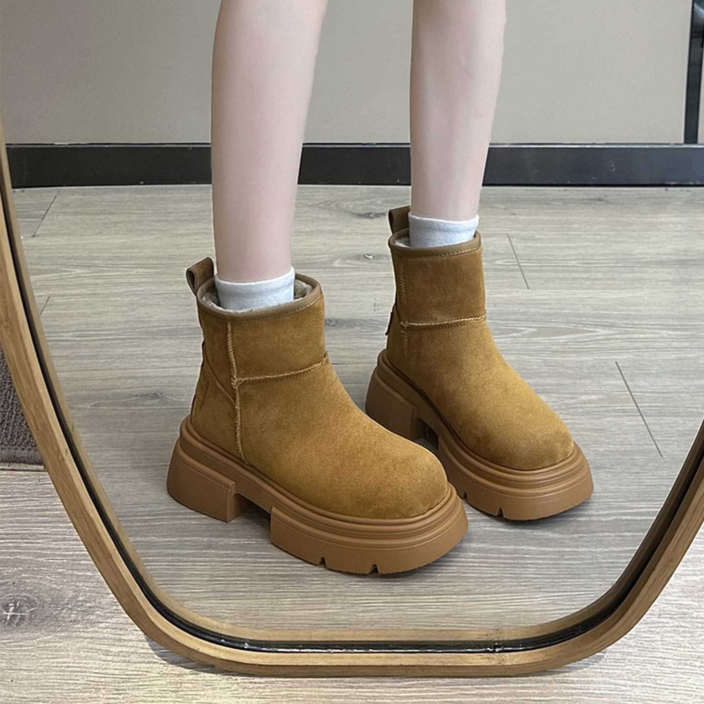 永希女靴复古马丁靴小个子雪地靴