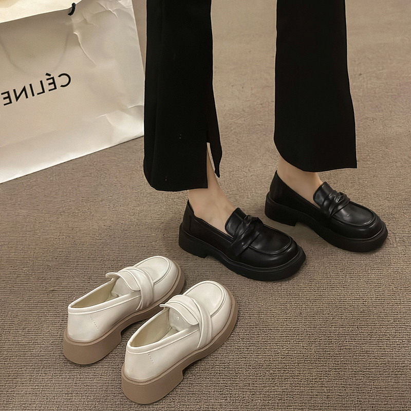 乐福鞋女2025年春季新款超火时尚百搭复古舒适圆头粗跟防滑小皮鞋,女鞋,乐福鞋（豆豆鞋）,淘宝优惠券,粉丝福利购,淘宝优惠卷