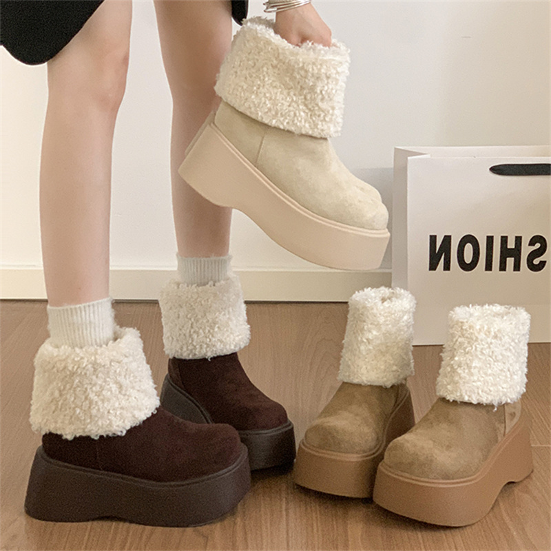 永希女鞋小个子法式棉鞋