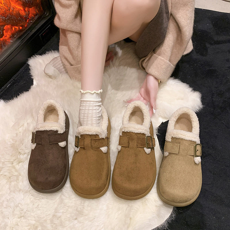 网红爆款勃肯鞋女2025冬季新款厚底一脚蹬保暖棉鞋休闲百搭毛毛鞋,女鞋,深口单鞋,淘宝优惠券,粉丝福利购,淘宝优惠卷
