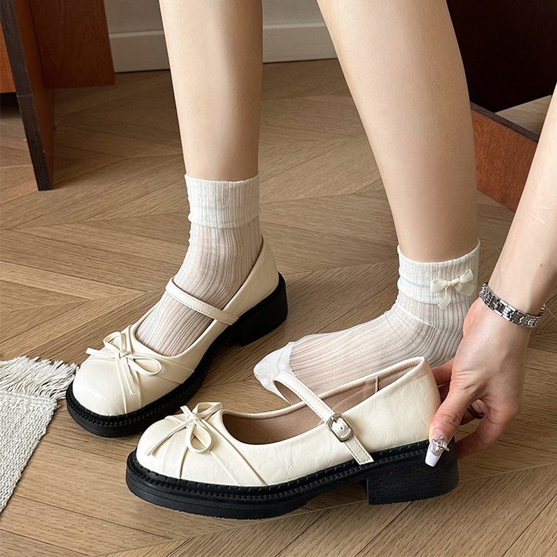 永希女鞋蝴蝶结小香风玛丽珍鞋子