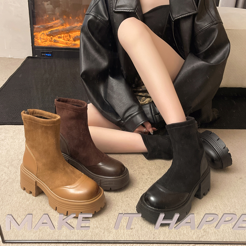 永希女靴小个子增高复古马丁靴