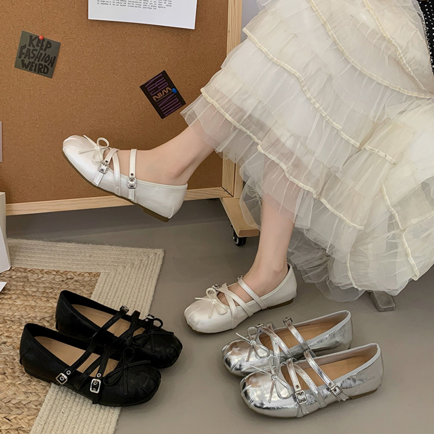 蝴蝶结芭蕾舞平底鞋女2026新款夏季交叉绑带内增高软底单鞋配裙子
