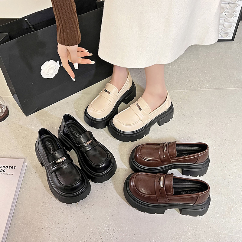小个子厚底乐福鞋女2026春季新款百搭一脚蹬小皮鞋气质高级感单鞋,女鞋,深口单鞋,淘宝优惠券,粉丝福利购,淘宝优惠卷