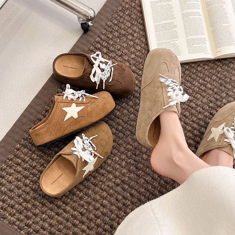 复古气质包头半拖鞋女2026春季新款爆款百搭勃肯鞋小个子增高拖鞋,女鞋,包头拖,淘宝优惠券,粉丝福利购,淘宝优惠卷