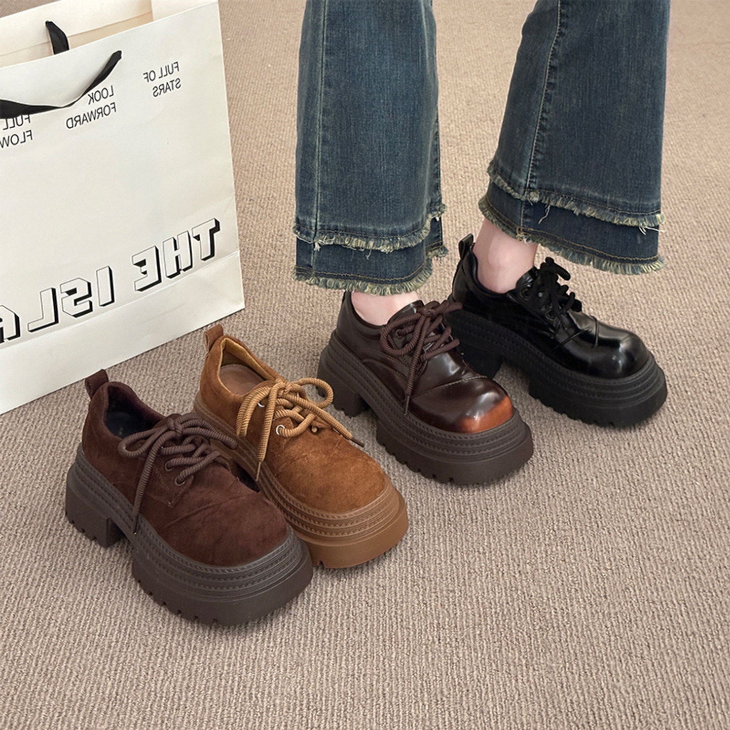 勃肯鞋子女2025新款爆款冬季复古大头单鞋厚底乐福鞋英伦风小皮鞋,女鞋,深口单鞋,淘宝优惠券,粉丝福利购,淘宝优惠卷