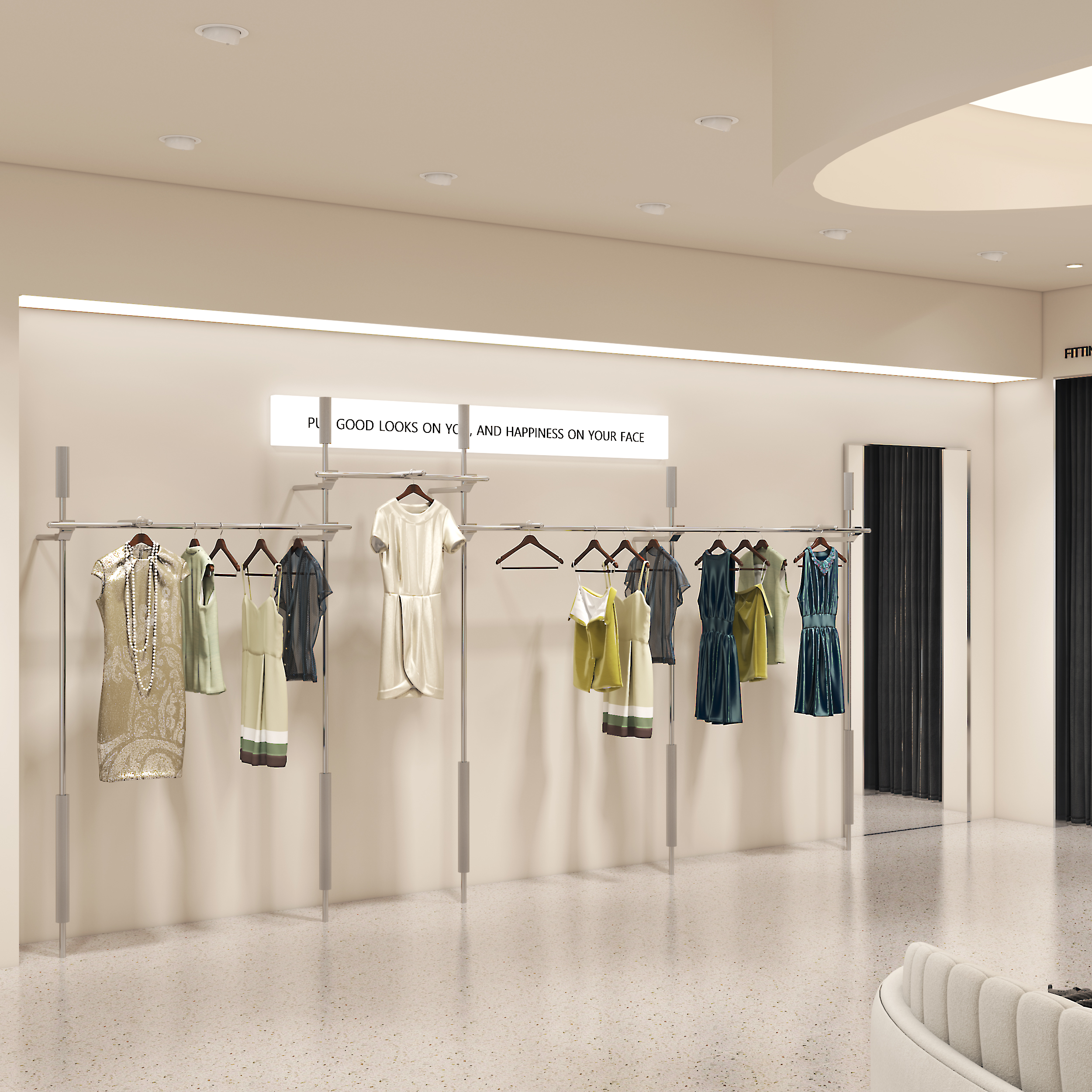 服装店展示架落地式女装货架金色挂衣架陈列组合店面侧挂专用架子